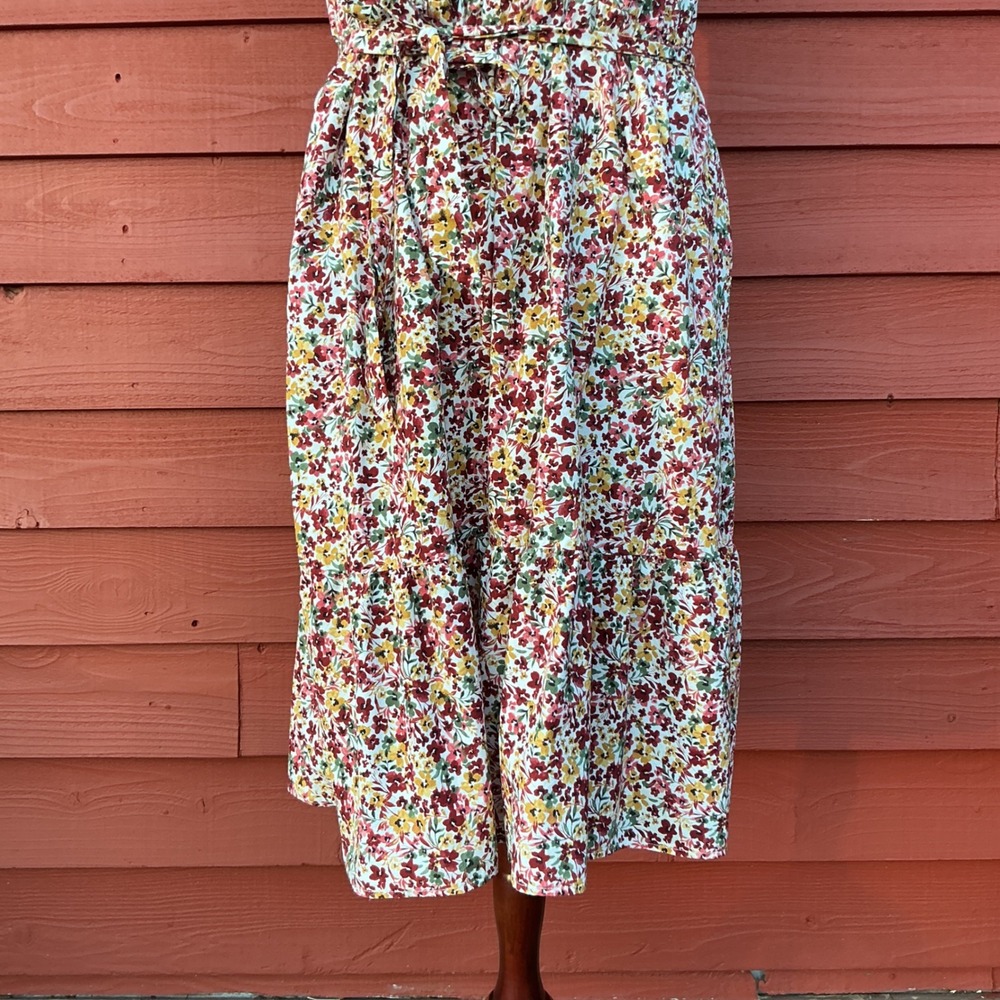 Womens Floral Tiered Midi Dress XXL 20 Multi Flutter Sleeve Boho Cottagecore - Picture 9 of 11